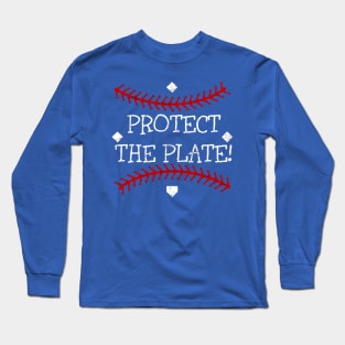 Vintage Baseball Softball Protect the Plate Long Sleeve T-Shirt